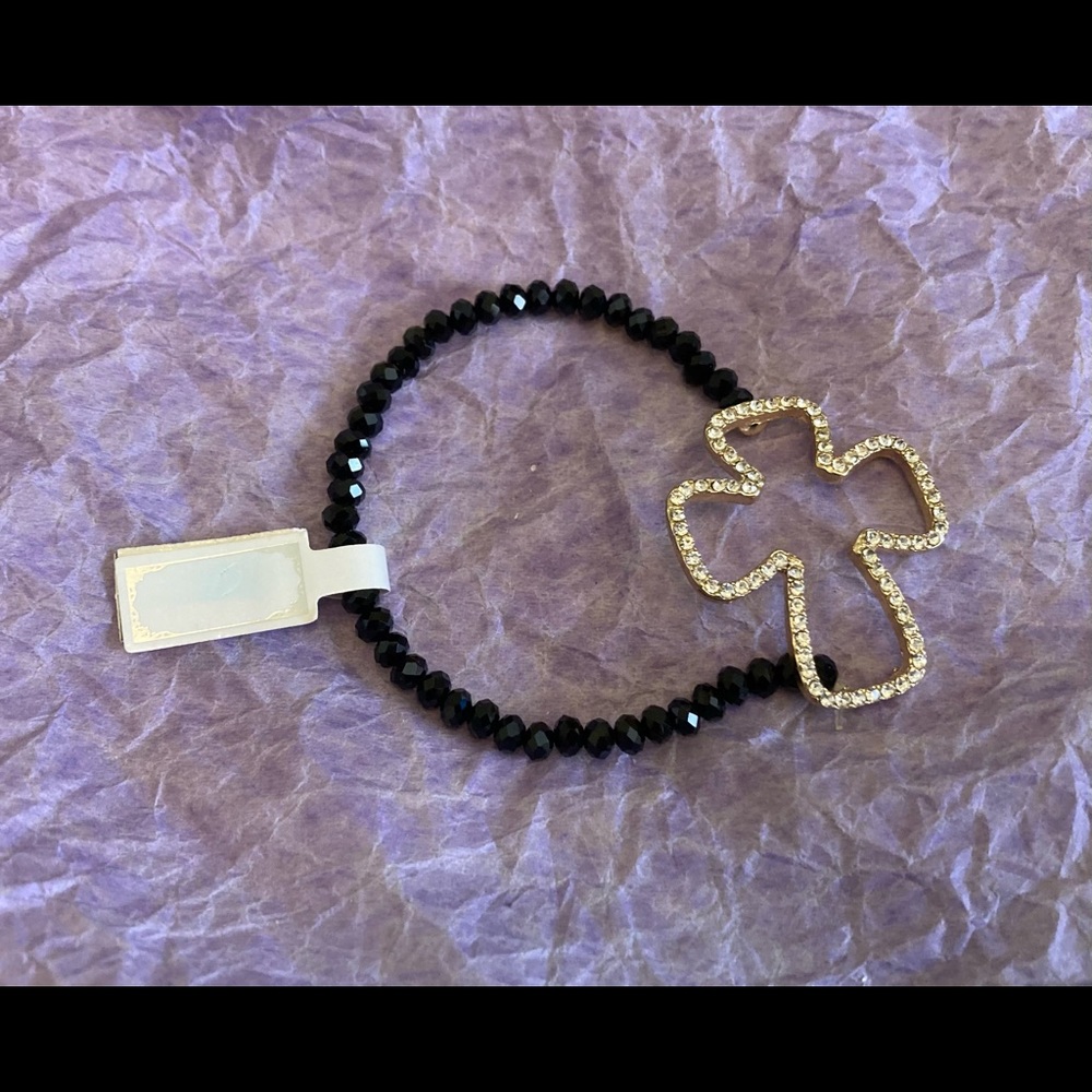 NWT Bead bracelet with accent cross.